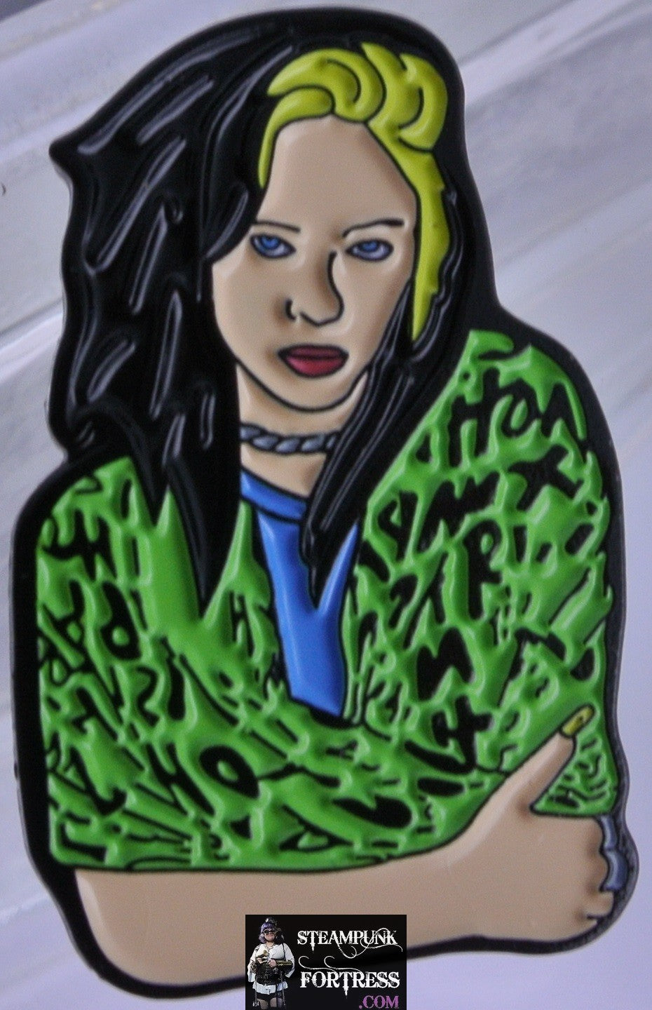 BILLIE EILISH SOFT ENAMEL PIN BADGE BUTTON GUNMETAL NEW