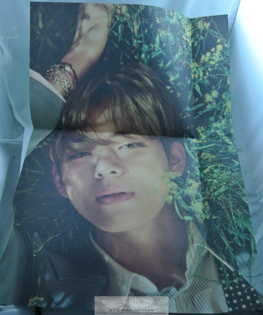 BTS V KIM TAEHYUNG FOLDED POSTER FLOWERS LYING COLOR 20.25" X 14.5" HYBE INSIGHT LIMITED EDITION OFFICIAL MERCHANDISE
