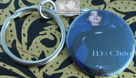 BTS BUTTON KEYCHAIN KEYRING PARK JIMIN ID CHAOS BOOK COVER KEY CHAIN RING