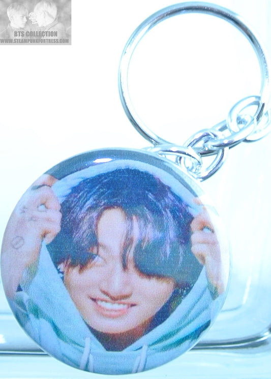 BTS BUTTON KEYCHAIN KEYRING JEON JUNGKOOK HOODIE SMILE KEY CHAIN RING