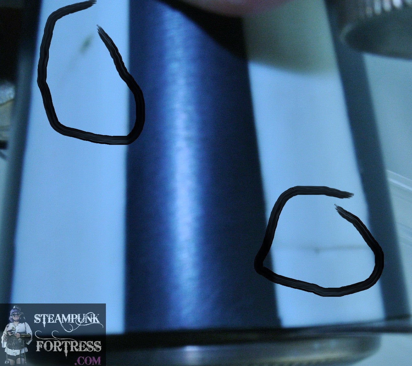 VINTAGE BLACK WHITE STRIPES STRIPED BINOCULARS OPERA GLASSES HANDLE COPPER GEAR STARR WILDE STEAMPUNK FORTRESS