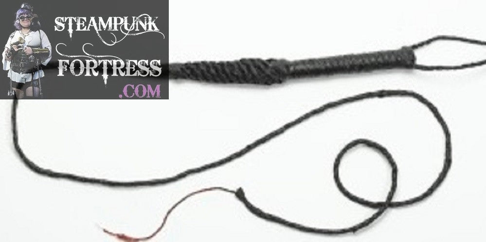 BLACK 8 FOOT WHIP COSPLAY COSTUME HALLOWEEN- MASS PRODUCED