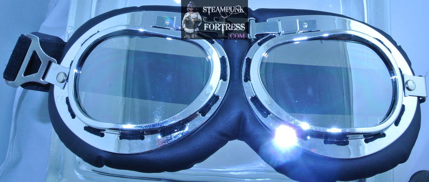 BLACK AVIATOR PILOT RACING MOTORCYCLE PADDED GOGGLES SMOKE LENSES STAR WARS COSPLAY COSTUME- MASS PRODUCED