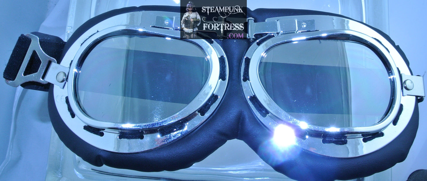 BLACK AVIATOR PILOT RACING MOTORCYCLE PADDED GOGGLES SMOKE LENSES STAR WARS COSPLAY COSTUME- MASS PRODUCED DUPLICATE