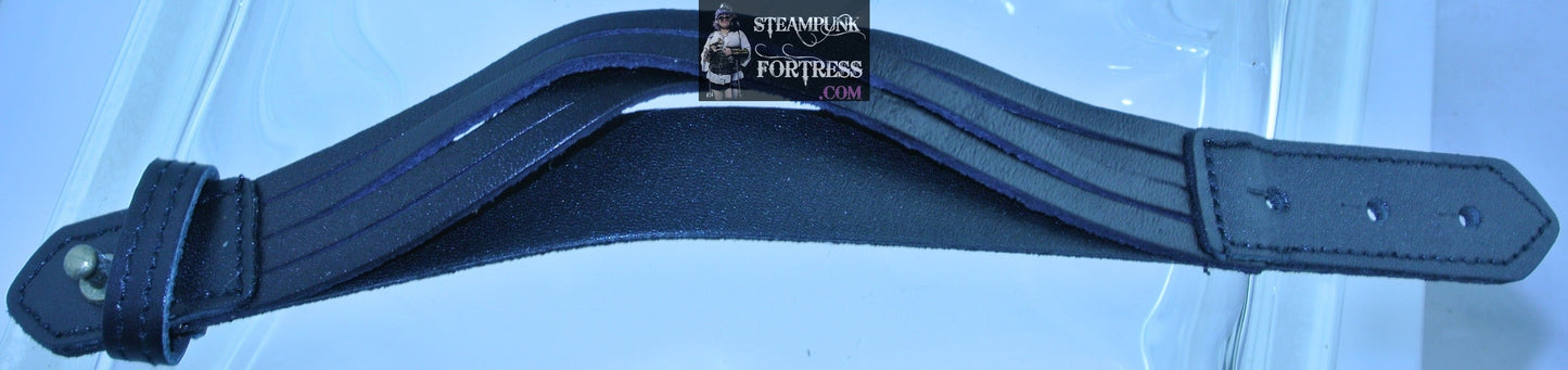BLACK FAUX LEATHER CRISS CROSS BAND BRACELET STARR WILDE STEAMPUNK FORTRESS DUPLICATE