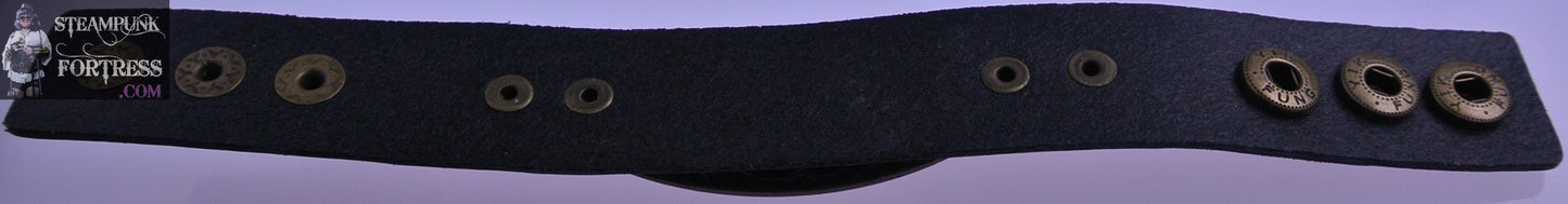 BROWN GENUINE LEATHER COPPER SWIRLS BAND BRACELET BRASS STUDS STARR WILDE STEAMPUNK FORTRESS