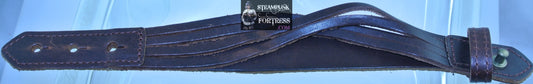 BROWN FAUX LEATHER CRISS CROSS BAND BRACELET STARR WILDE STEAMPUNK FORTRESS