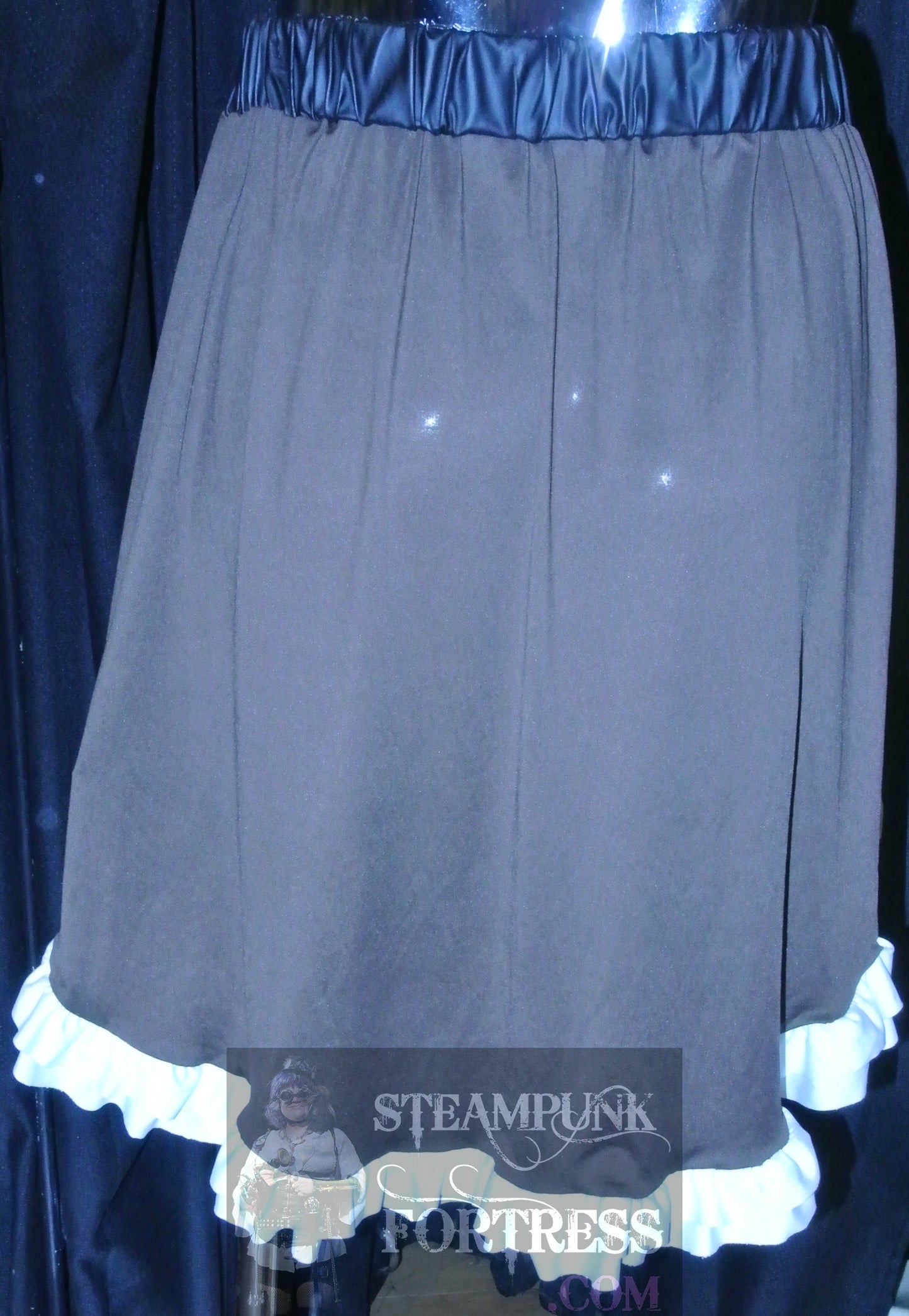 BROWN CREAM HIGH LOW HI LO STEAMPUNK SKIRT SHORT MINI BLACK ADJUSTABLE RISES SMALL MEDIUM LARGE **DISCONTINUED** MASS PRODUCED