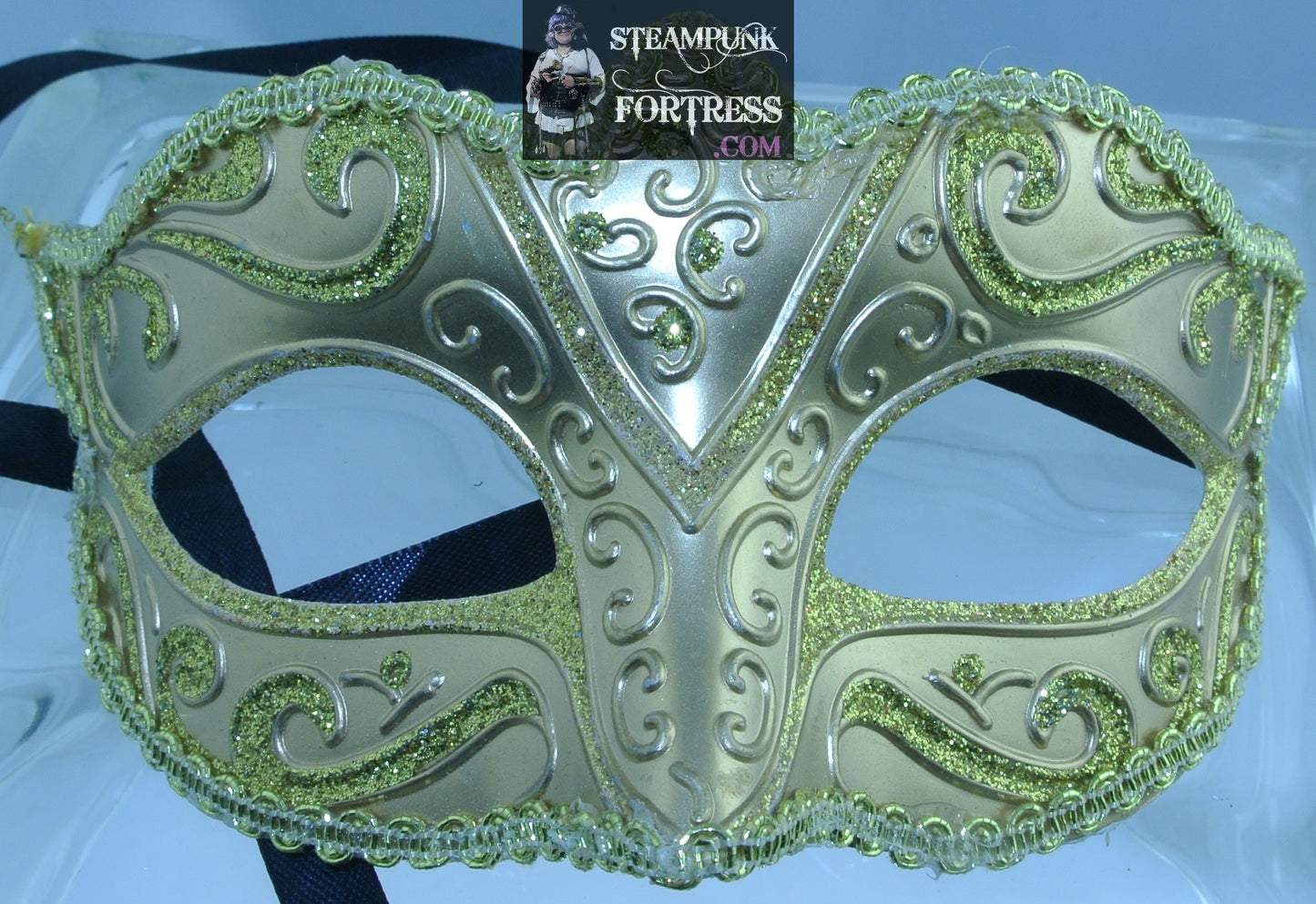 BEAUTIFUL GOLD MASK SPARKLY MASQUERADE MARDI GRAS VENETIAN CARNIVALE STEAMPUNK EYE MASK COSPLAY COSTUME HALLOWEEN- MASS PRODUCED