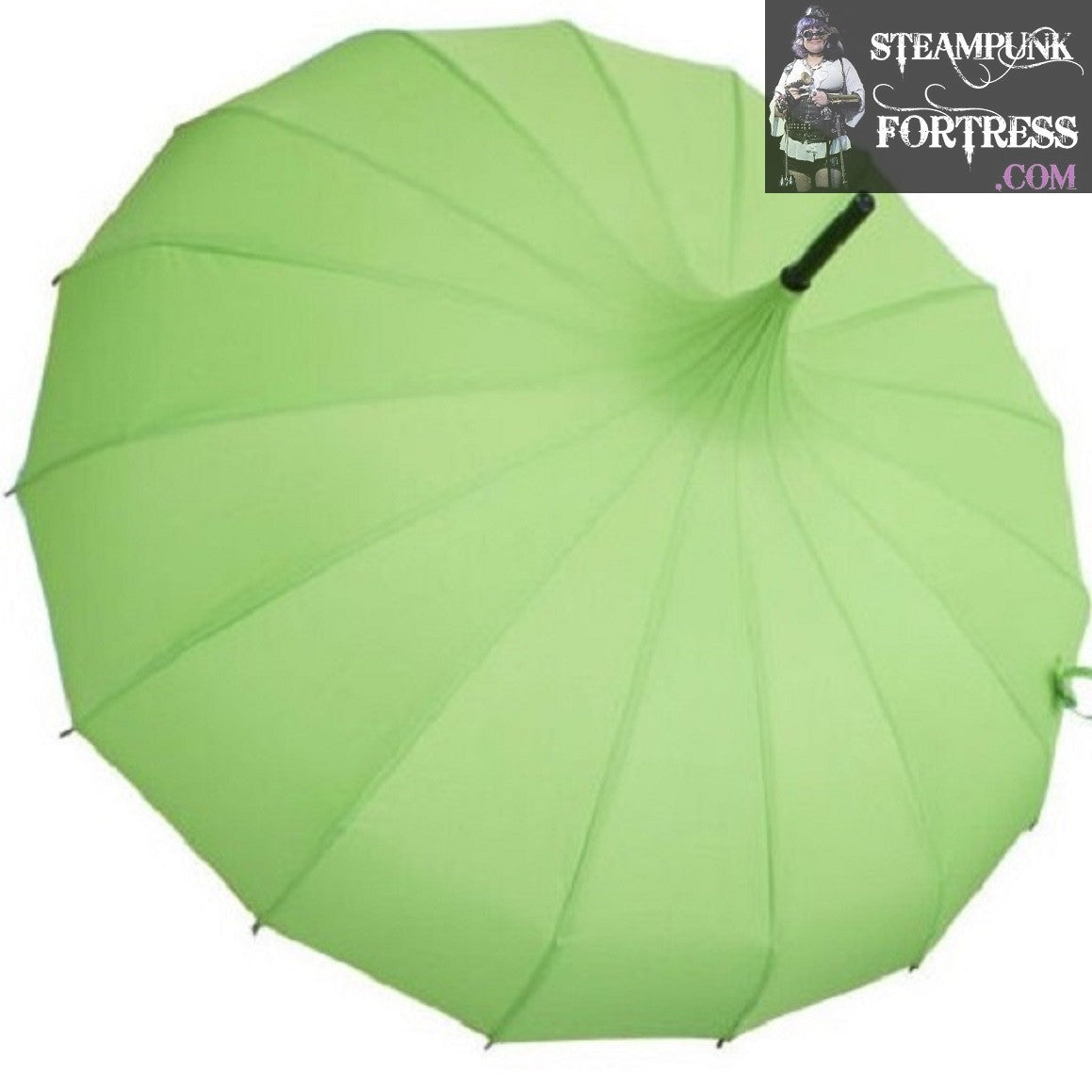 GREEN MEDIUM SOLID STEAMPUNK UMBRELLA PARASOL PAGODA VICTORIAN EDWARDIAN GOTHIC WEDDING COSPLAY COSTUME- MASS PRODUCED