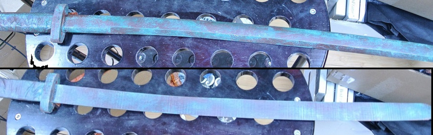 GENUINE REAL AUTHENTIC SCA RENAISSANCE MOVIE PROP CUTLASS KATANA GREEN WOOD HALF HANDLE CROSSWRAPPED CROSS WRAPPED BOKKEN BOKEN PRACTICE SWORD