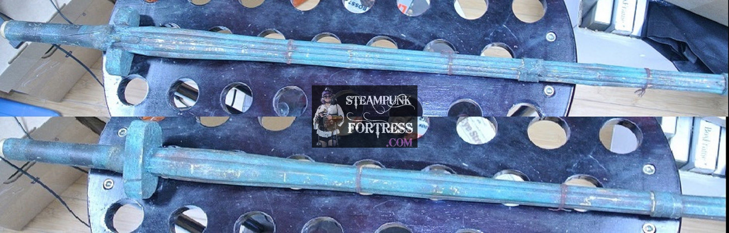 GENUINE REAL AUTHENTIC SCA RENAISSANCE MOVIE PROP CUTLASS KATANA GREEN WOOD WIRE BOKKEN BOKEN PRACTICE SHINAI SWORD