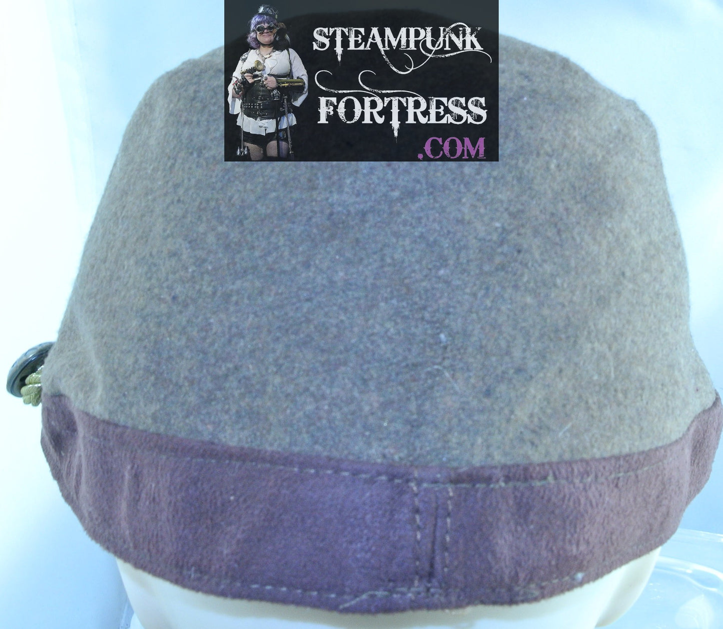 BROWN CADET KEPI NEWSBOY CAP HAT BAKERBOY GOLD ROPE FRONT COSPLAY COSTUME HALLOWEEN- MASS PRODUCED