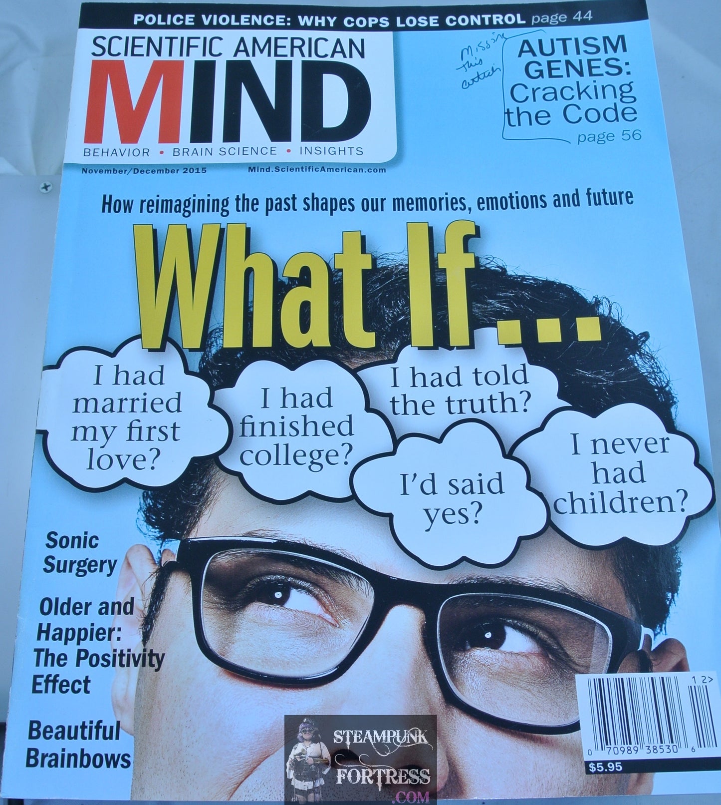 SCIENTIFIC AMERICAN MIND MAGAZINE NOVEMBER DECEMBER 2015 MEMORY POLICE VIOLENCE SONIC SURGERY MISSING 1 ARTICLE