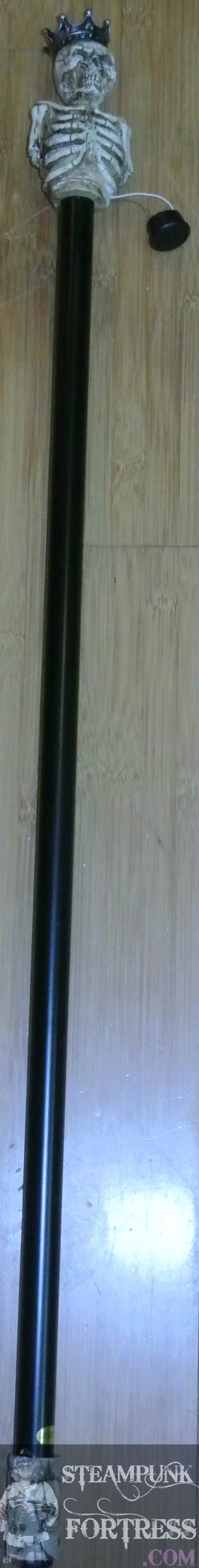 SILVER CROWN LIGHT UP LIGHTS UP PURPLE BLUE EYES RIB CAGE SKULL SKELETON STEAMPUNK BLACK METAL CANE **DISCONTINUED** MASS PRODUCED