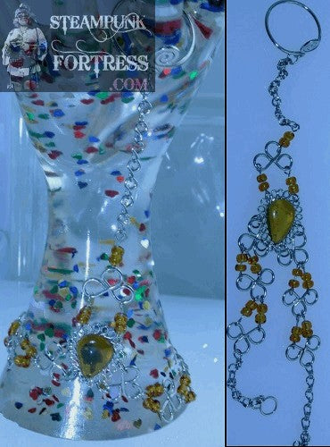 SILVER SLAVE BRACELET YELLOW GLASS CENTER ADJUSTABLE RING BRACELET STARR WILDE STEAMPUNK FORTRESS