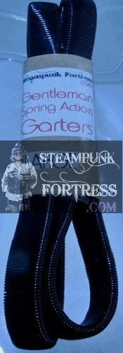 SLEEVE ARM GARTER GENTLEMEN'S SPRING ACTION BLACK STRETCH LARGE BRACELET SET OF 2 STARR WILDE STEAMPUNK FORTRESS