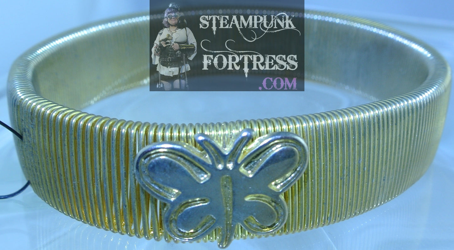 SLEEVE ARM GARTER GOLD BRASS BUTTERFLY STRETCH BRACELET SET AVAILABLE STARR WILDE STEAMPUNK FORTRESS