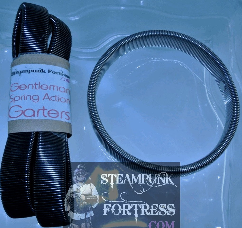 SLEEVE ARM GARTER GUNMETAL SILVER PEWTER STRETCH SMALL BRACELET SET OF 2 STARR WILDE STEAMPUNK FORTRESS