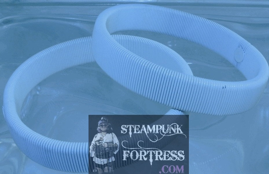 SLEEVE ARM GARTER WHITE STRETCH SMALL BRACELET SET OF 2 STARR WILDE STEAMPUNK FORTRESS