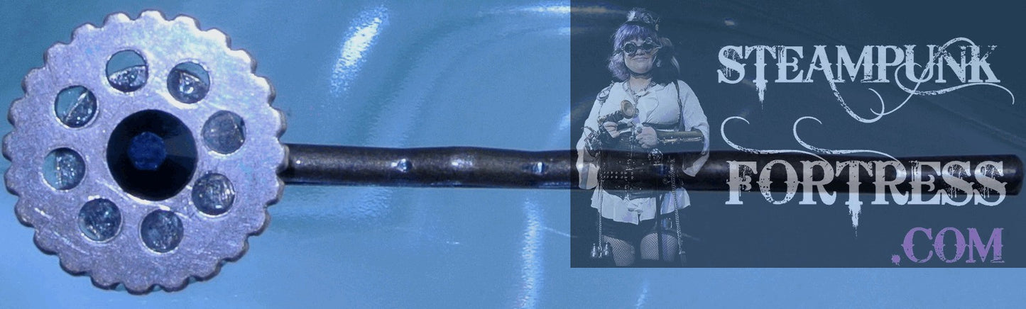 BOBBY PIN COPPER GEAR WATCH CLOCK ROUND BLACK SWAROVSKI CRYSTAL SET AVAILABLE STARR WILDE STEAMPUNK FORTRESS