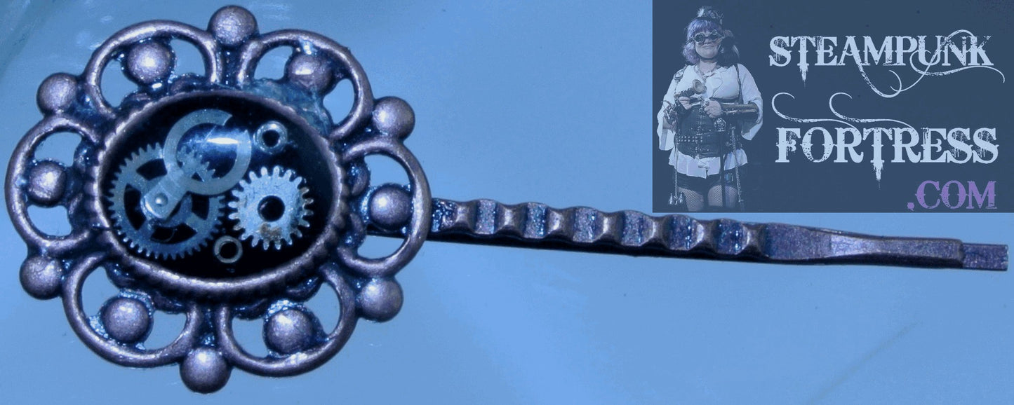 BOBBY PIN COPPER SILVER TEETH GEARS AUTHENTIC GENUINE WATCH CLOCK STARR WILDE STEAMPUNK FORTRESS