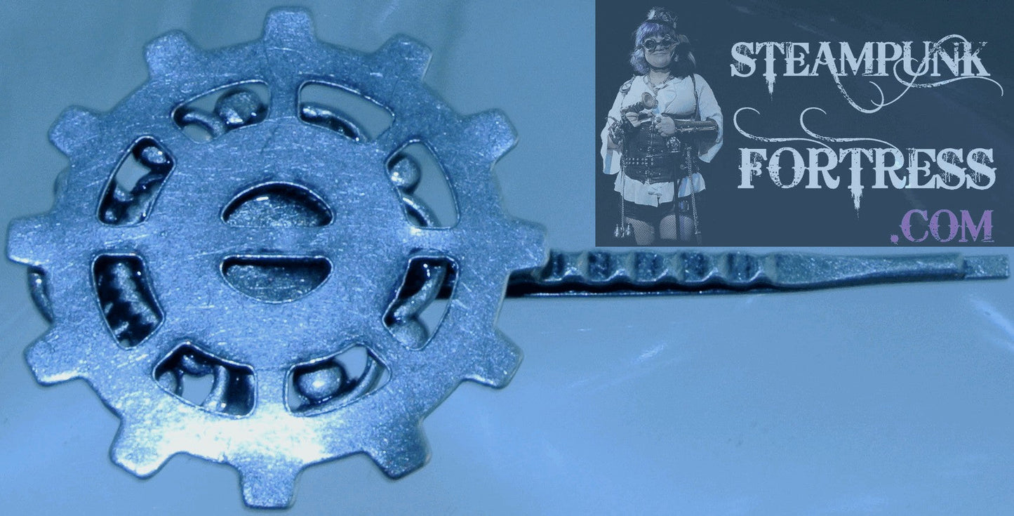 BOBBY PIN SILVER GEAR SPOKE WATCH CLOCK STARR WILDE STEAMPUNK FORTRESS SET AVAILABLE DUPLICATE
