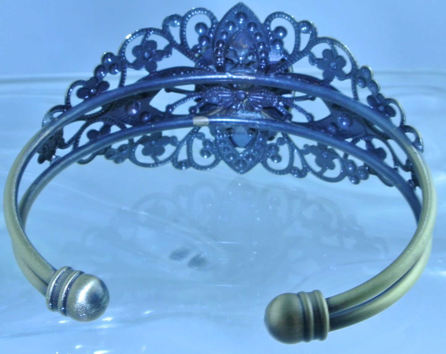 BRASS CUFF FILIGREE JASPER ZEBRA BROWN GEMSTONES STRIPES FILIGREE BRACELET STARR WILDE STEAMPUNK FORTRESS