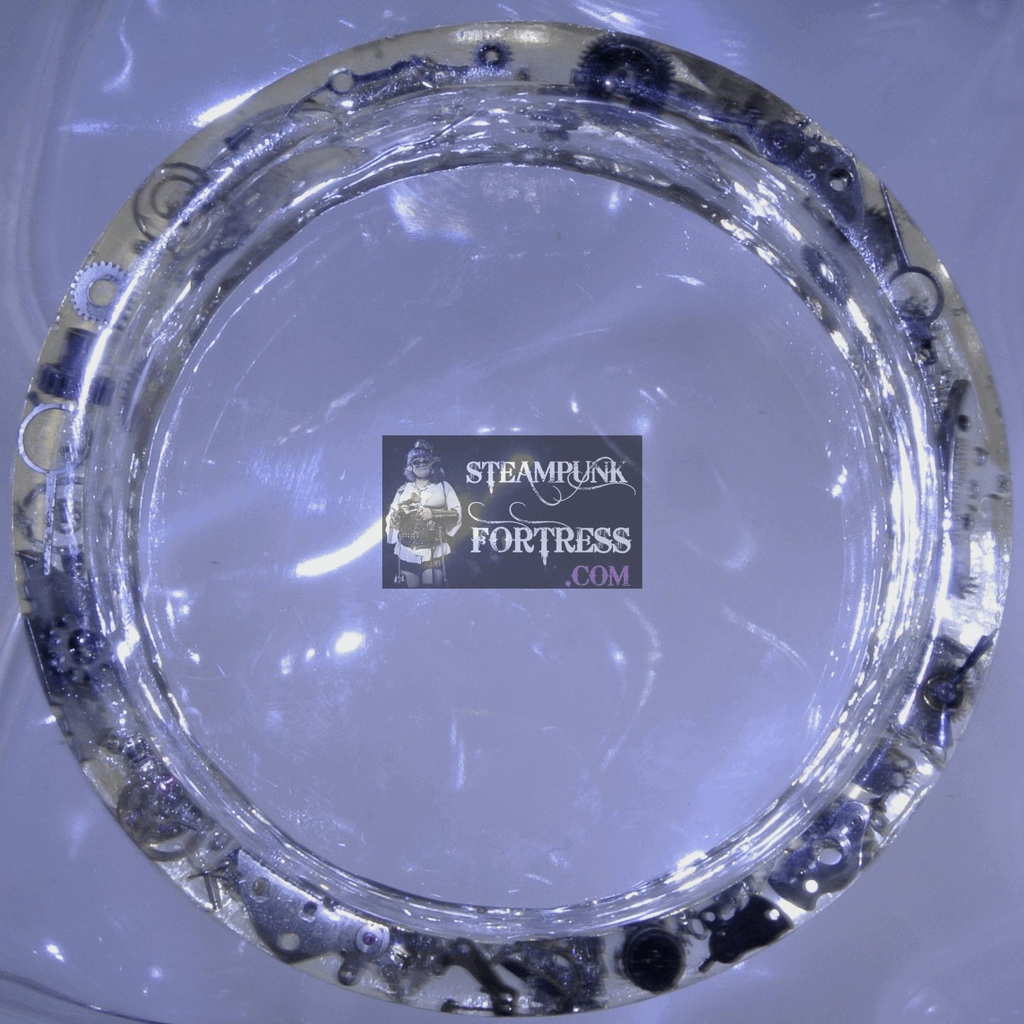 CLEAR RESIN GENUINE REAL AUTHENTIC SILVER WATCH CLOCK GEARS 40 GRAMS BANGLE BRACELET STARR WILDE STEAMPUNK FORTRESS