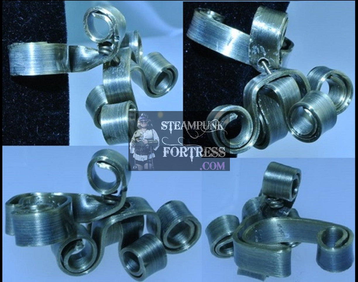 CUFF BRASS KINETIC SPINNER FIDGET SPINNING SPINS ADHD ASPERGERS AUTISM MOBILE WIRL DROP DANGLE BRASS EAR CUFF NON PIERCED NON PIERCING STARR WILDE STEAMPUNK FORTRESS