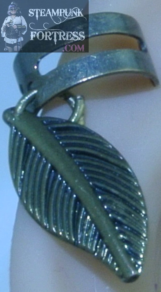 CUFF BRASS SPLIT LEAF EAR CUFF NON PIERCED NON PIERCING STARR WILDE STEAMPUNK FORTRESS