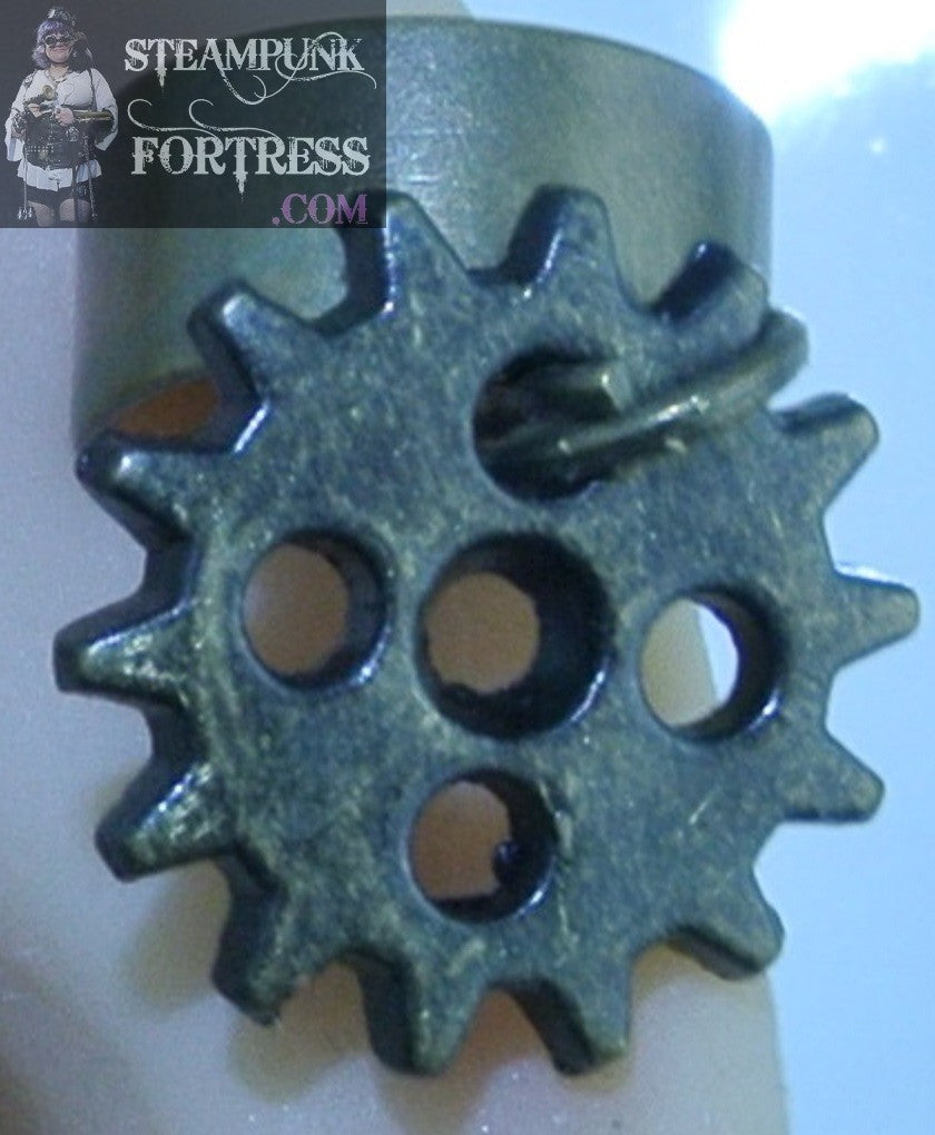 CUFF BRASS GEAR WATCH CLOCK TH 4 HOLE EAR CUFF NON PIERCED NON PIERCING STARR WILDE STEAMPUNK FORTRESS