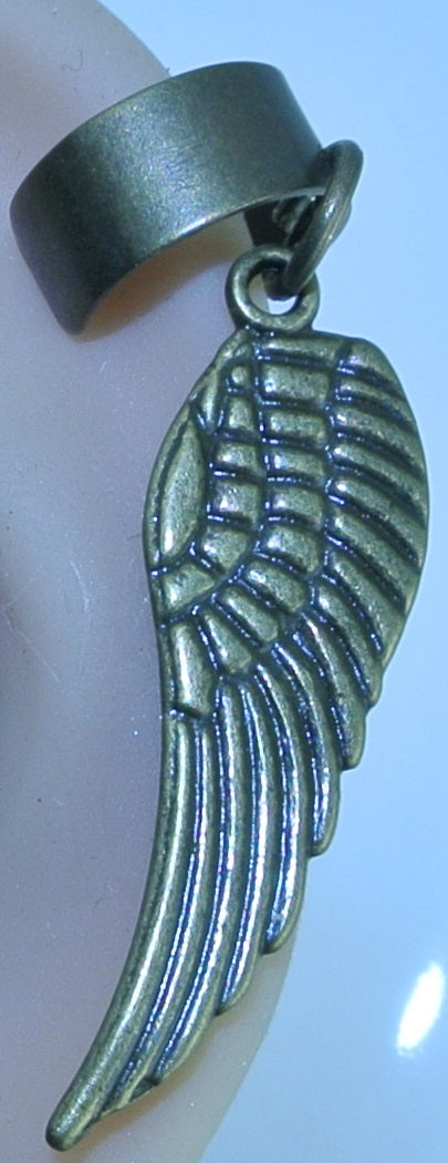 CUFF BRASS WING MEDIUM EAR CUFF NON PIERCED NON PIERCING STARR WILDE STEAMPUNK FORTRESS