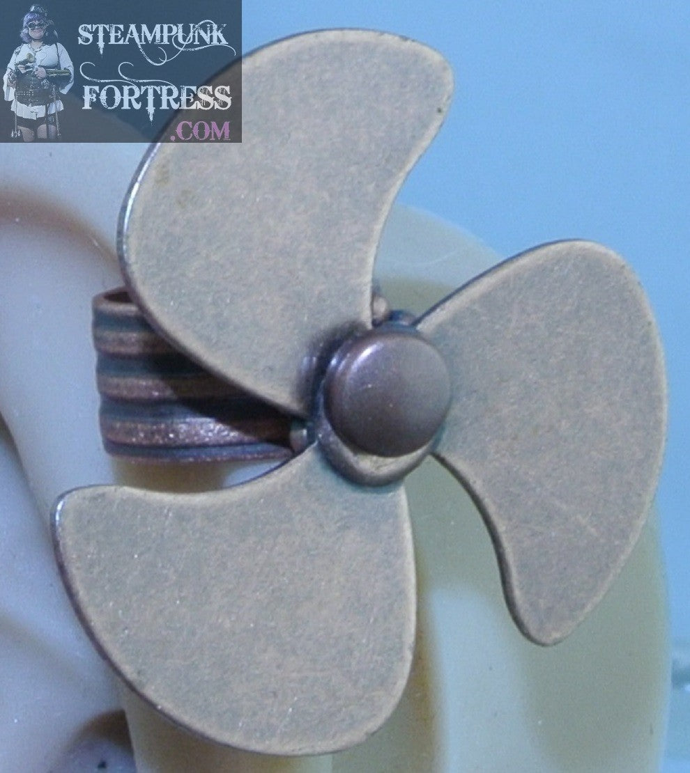 CUFF COPPER PROPELLER THAT CAN SPIN KINETIC SPINNING EAR CUFF NON PIERCED NON PIERCING STARR WILDE STEAMPUNK FORTRESS