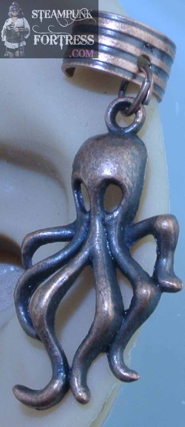 CUFF COPPER OCTOPUS SKINNY EAR CUFF ARIEL UNDER THE SEA COSPLAY COSTUME HALLOWEEN NON PIERCED NON PIERCING STARR WILDE STEAMPUNK FORTRESS