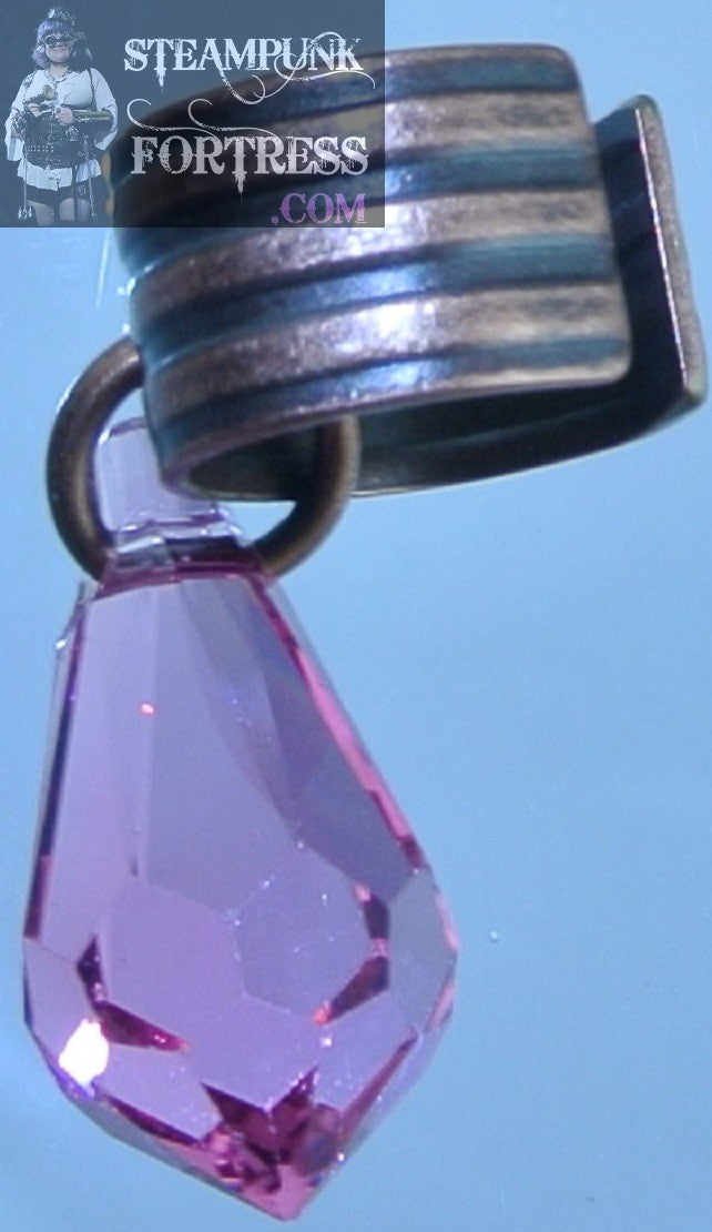 CUFF COPPER TEARDROP ROSE PINK 15MM SWAROVSKI CRYSTALS EAR CUFF NON PIERCED NON PIERCING STARR WILDE STEAMPUNK FORTRESS