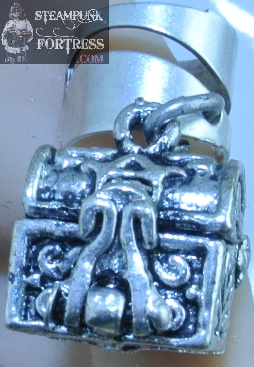 CUFF SILVER SPLIT PRAYER BOX WORKING EAR CUFF NON PIERCED NON PIERCING STARR WILDE STEAMPUNK FORTRESS