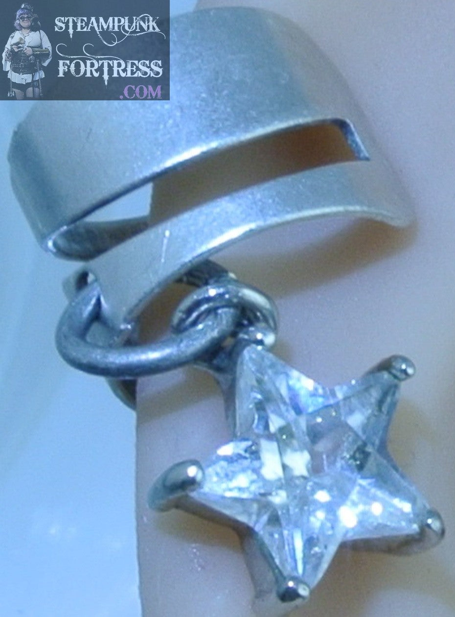 CUFF SILVER SPLIT STAR RHINESTONE EAR CUFF NON PIERCED NON PIERCING STARR WILDE STEAMPUNK FORTRESS