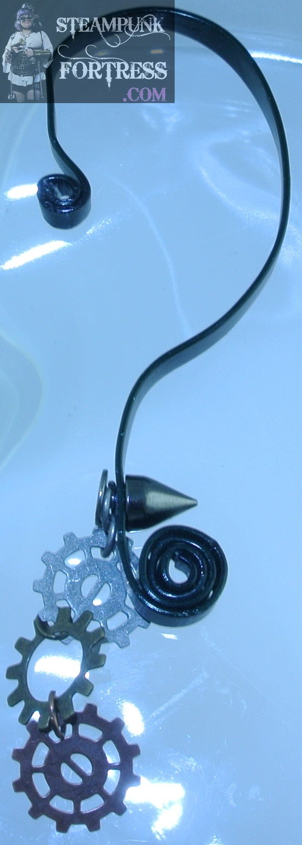 HANGER BLACK SWIRL BASE BRASS SILVER COPPER GEARS WATCH CLOCK GUNMETAL SPIKE CUFF NON PIERCED NON PINCH NON PAIN NON PIERCING STARR WILDE STEAMPUNK FORTRESS