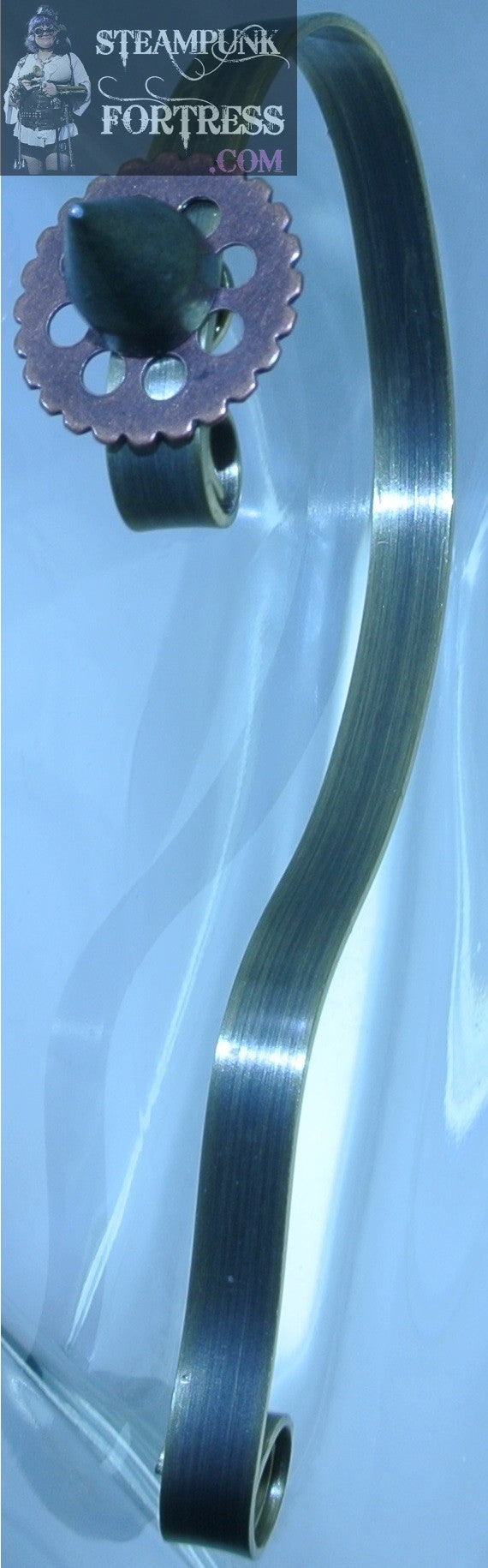 HANGER BRASS TOP SWIRL COPPER GEARS WATCH CLOCK BRASS SPIKE STUD EAR HANGER NON PIERCING NON PIERCED NON PINCH NON PAIN STARR WILDE STEAMPUNK FORTRESS