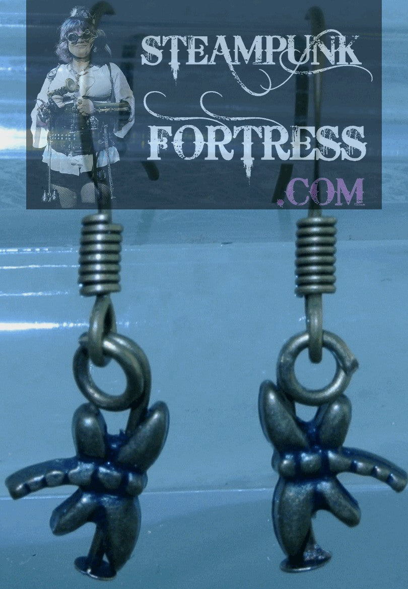 BRASS DRAGONFLY DRAGONFLIES TINY FISHHOOKS PIERCED EARRINGS FAIRY STARR WILDE STEAMPUNK FORTRESS