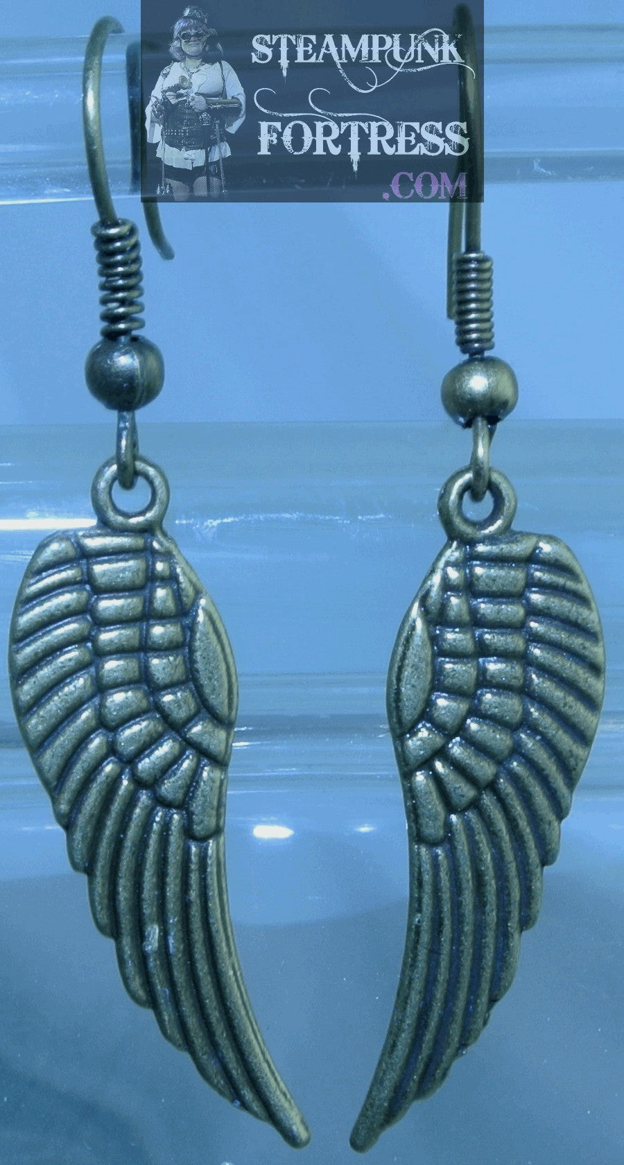 BRASS WINGS MEDIUM PIERCED EARRINGS STARR WILDE STEAMPUNK FORTRESS DUPLICATE