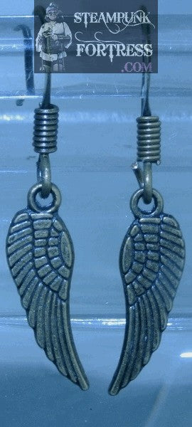 BRASS WINGS SMALL PIERCED EARRINGS FAIRY STARR WILDE STEAMPUNK FORTRESS