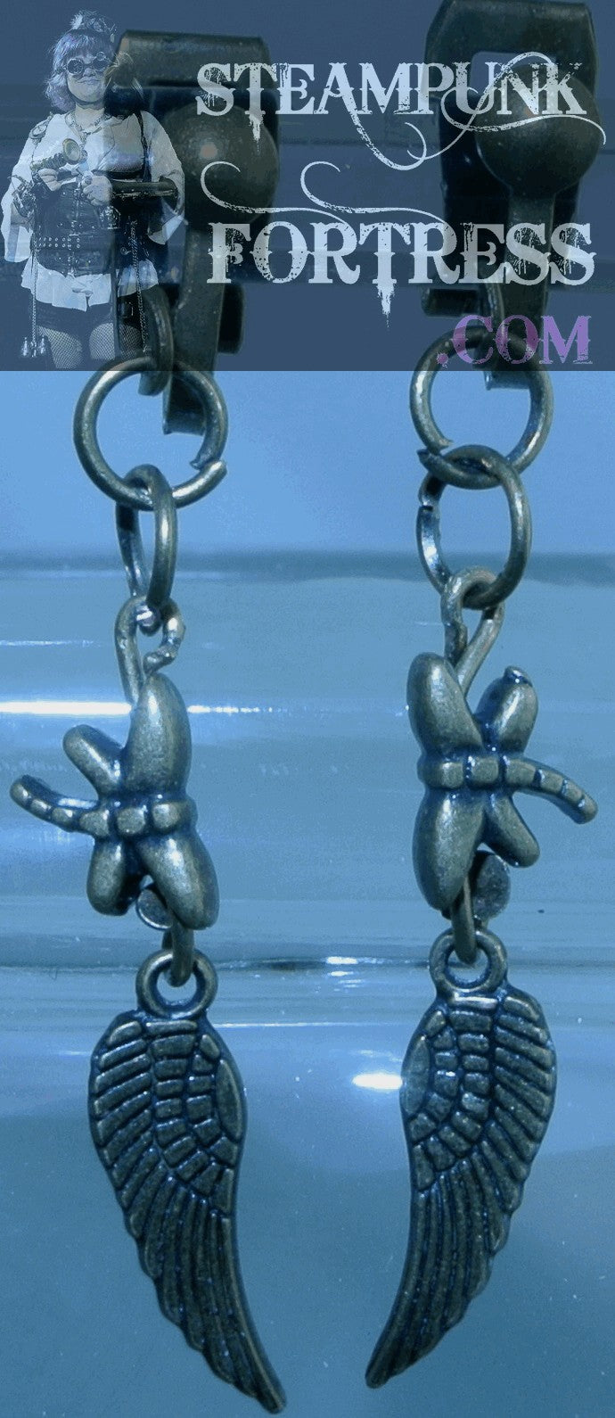 CLIPS BRASS DRAGONFLY DRAGONFLIES WINGS CLIP ON EARRINGS FAIRY FAIRIES COSTUME COSPLAY STARR WILDE STEAMPUNK FORTRESS