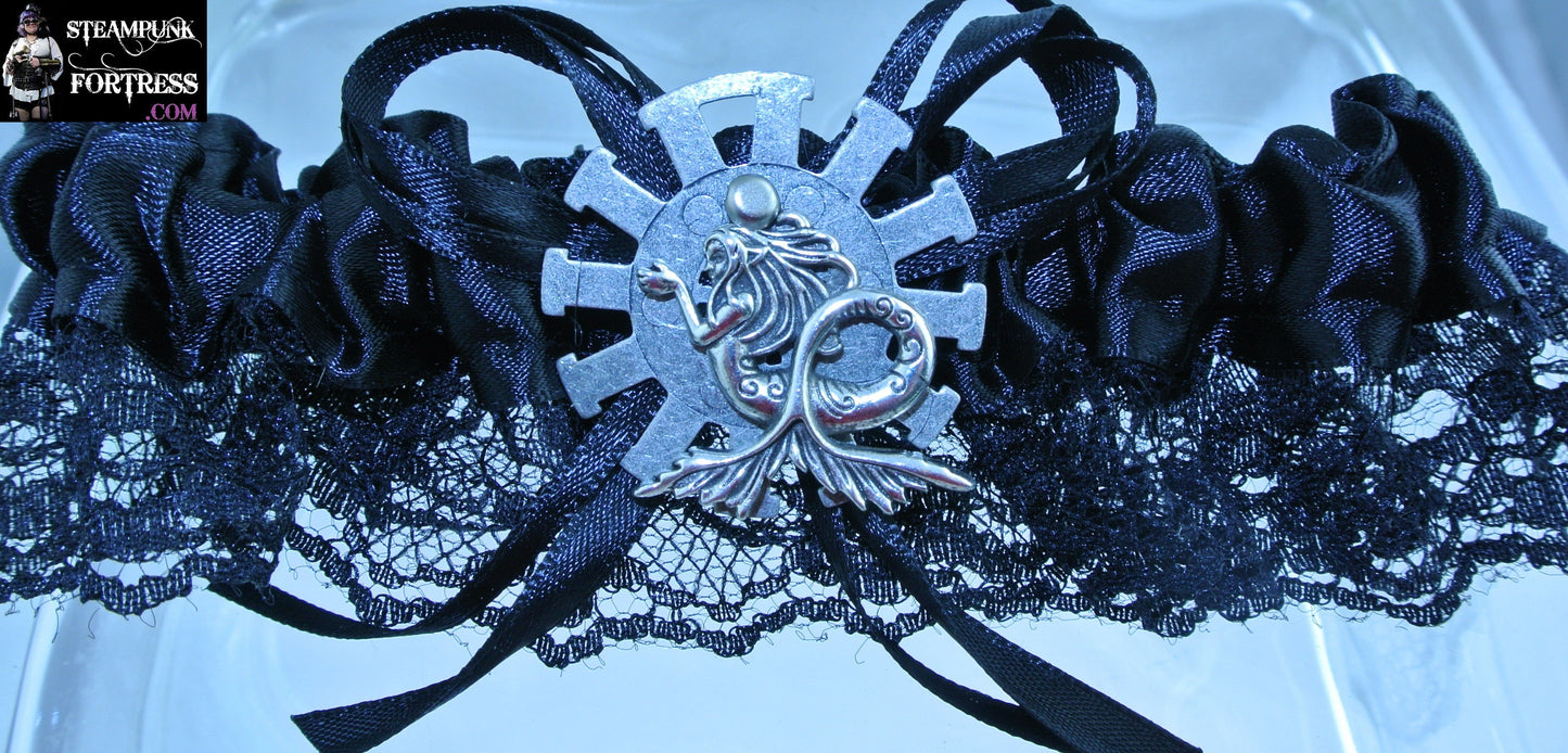 BLACK SILVER MERMAID SILVER XL WATCH CLOCK SPOKE GEAR GARTER SET AVAILABLE ARIEL AQUAMAN UNDER THE SEA COSPLAY COSTUME HALLOWEEN STARR WILDE STEAMPUNK FORTRESS DUPLICATE