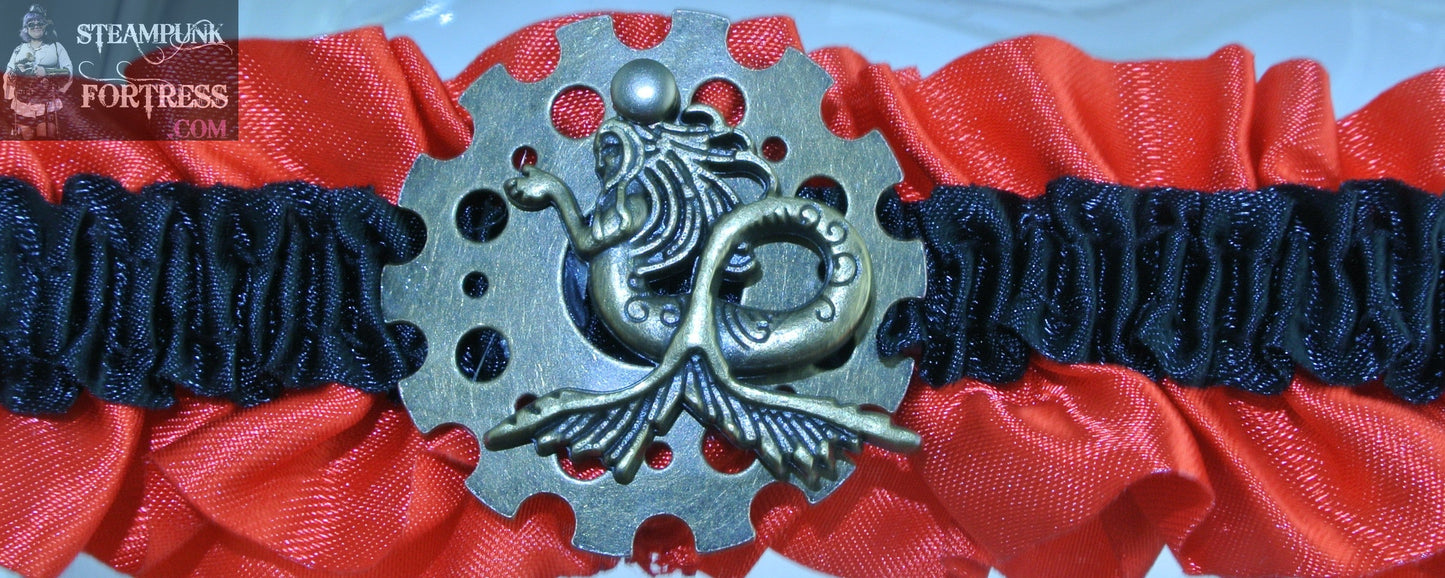 RED BLACK BRASS MERMAID SILVER XL WATCH CLOCK SPOKE GEAR ARM LEG GARTER WEDDING ARIEL AQUAMAN UNDER THE SEA COSPLAY COSTUME HALLOWEEN SET AVAILABLE STARR WILDE STEAMPUNK FORTRESS DUPLICATE