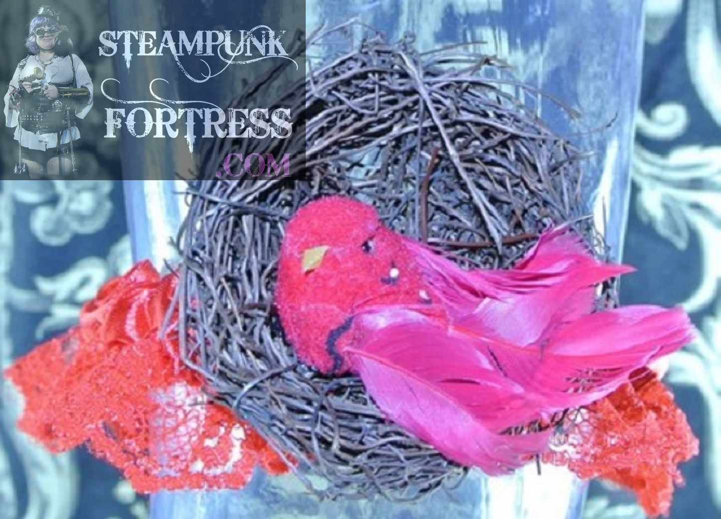 RED BIRDS NEST RED CARDINAL LACE GARTER HOBBIT RADAGAST COSPLAY COSTUME HALLOWEEN STARR WILDE STEAMPUNK FORTRESS