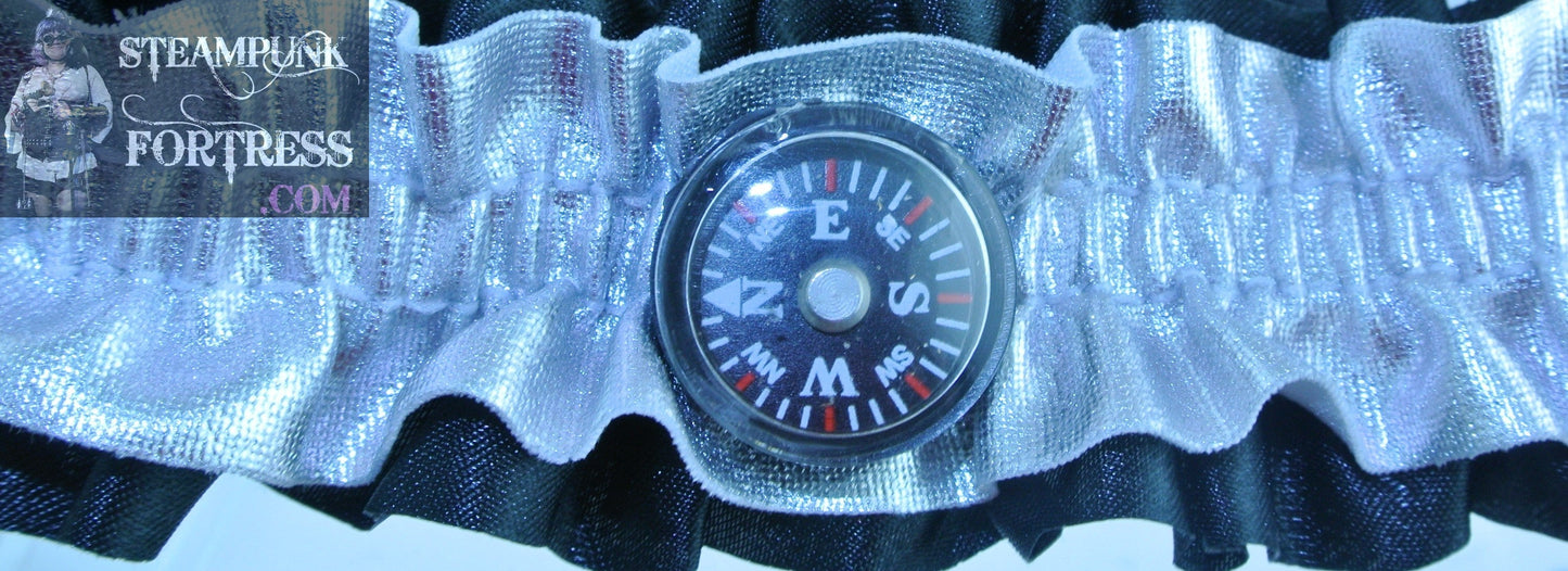 SILVER BLACK COMPASS THAT SPINS ARM LEG GARTER SET AVAILABLE STARR WILDE STEAMPUNK FORTRESS DUPLICATE