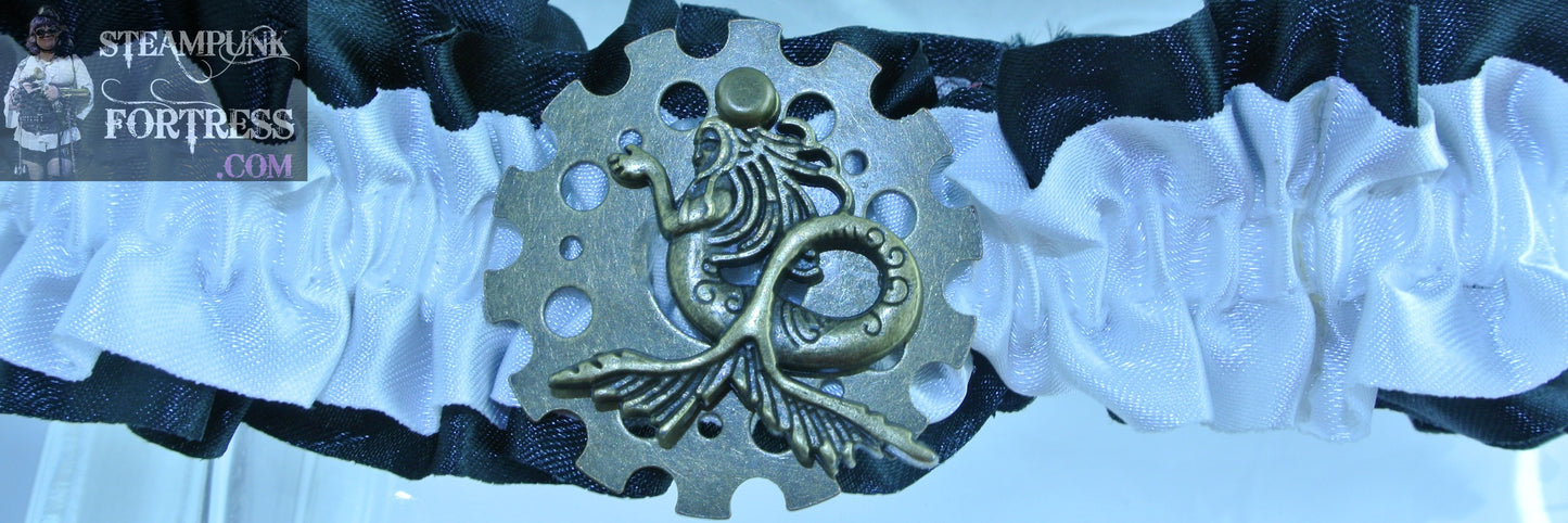 WHITE BLACK BRASS MERMAID BRASS XL WATCH CLOCK SPOKE GEAR ARM LEG GARTER ARIEL AQUAMAN UNDER THE SEA COSPLAY COSTUME HALLOWEEN SET AVAILABLE STARR WILDE STEAMPUNK FORTRESS