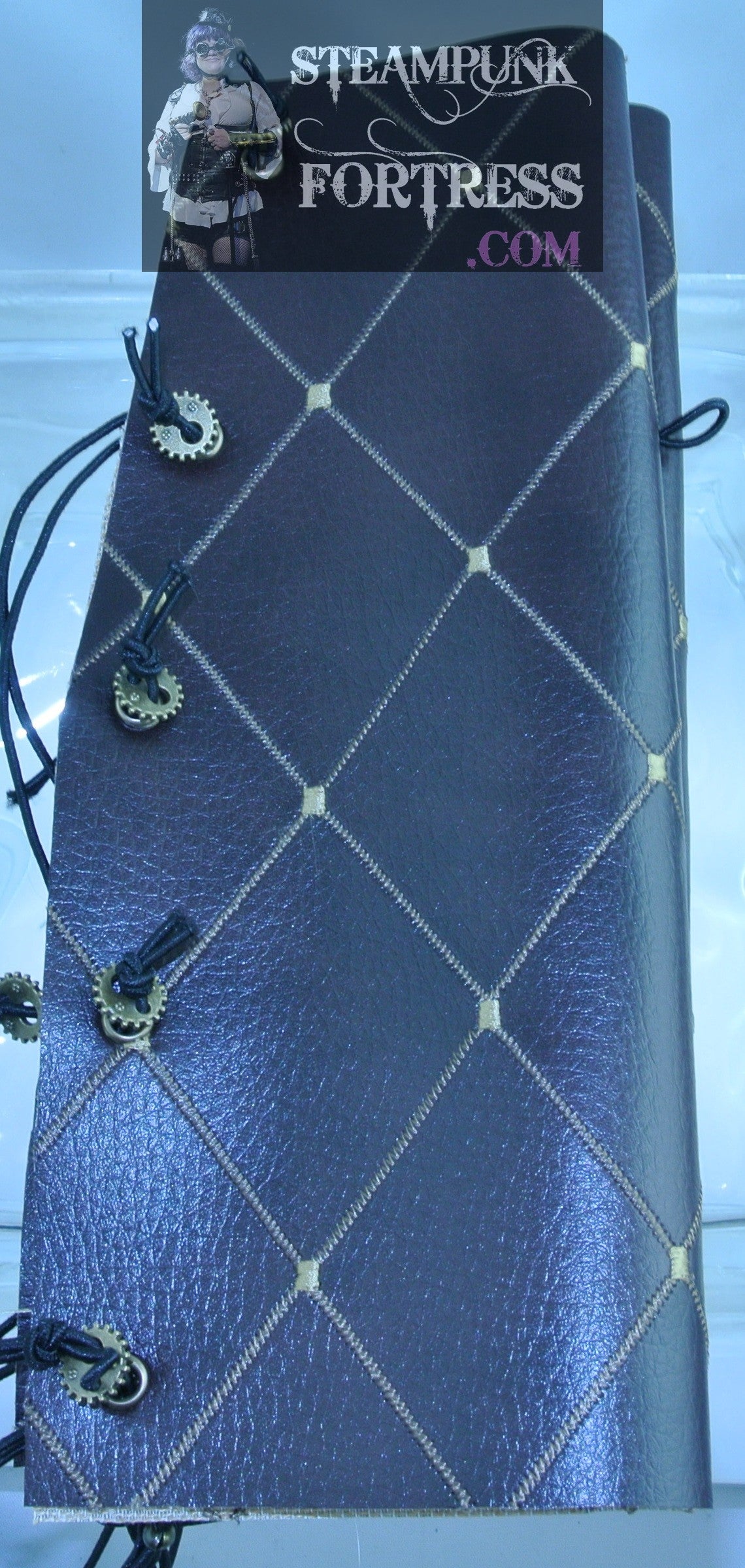 BROWN DIAMOND VEGAN FAUX LEATHER BRASS 2 HOLE WATCH CLOCK GEARS BRACER GAUNTLET STARR WILDE STEAMPUNK FORTRESS SET AVAILABLE BESPOKE CUSTOM SIZING AVAILABLE